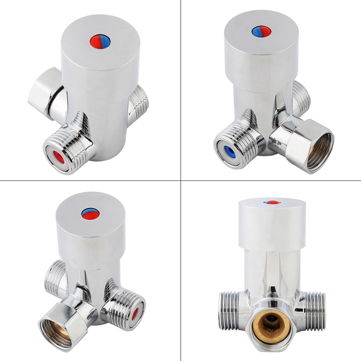Mengkraan Messing - Watermixer Klep - Temperatuur Regelen - Nauwkeurige Instelling - G1/2 - Messing