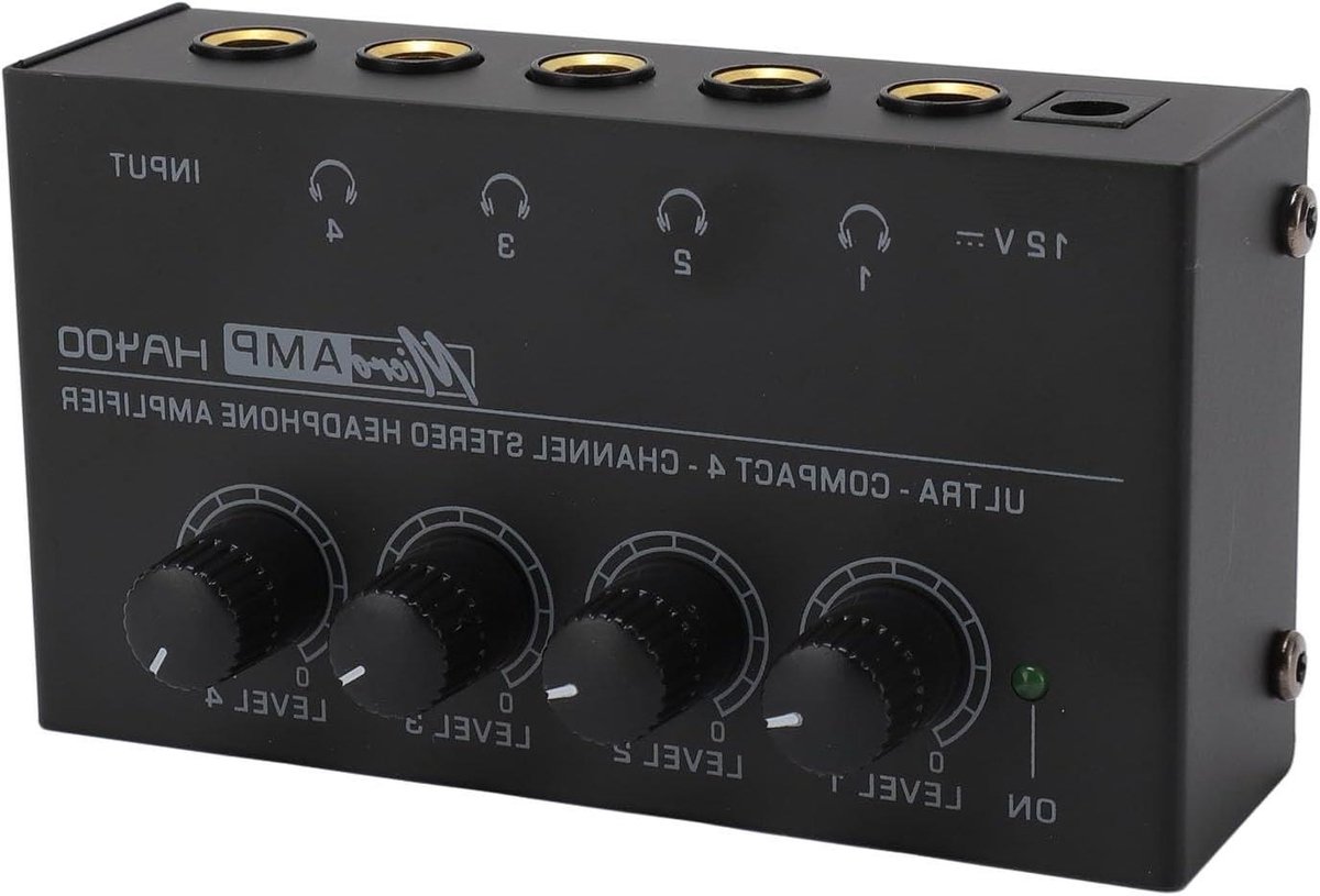 4-Kanaals Stereo Hoofdtelefoonversterker voor Studio en Podium met Individuele Volumeregeling