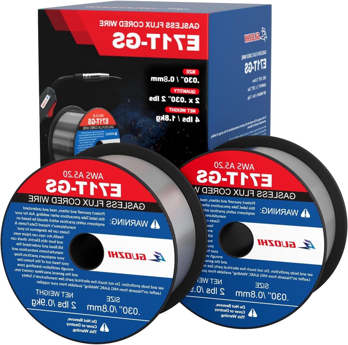 Flux Core Lasdraad - MIG Lasdraad Gasloos - Metaal Lassen - Zonder Beschermgas - 2 x 2 lbs - Zilver