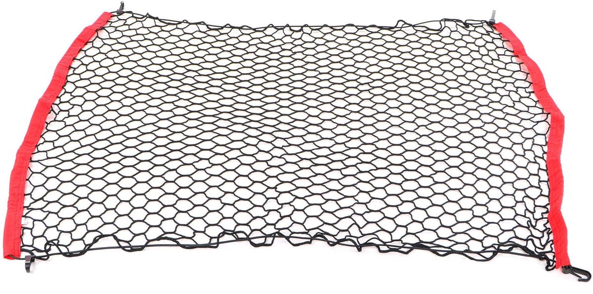 Bagagenet voor auto | 100x100 cm | Elastisch bevestigingsnet met haken | Zwart/Rood
