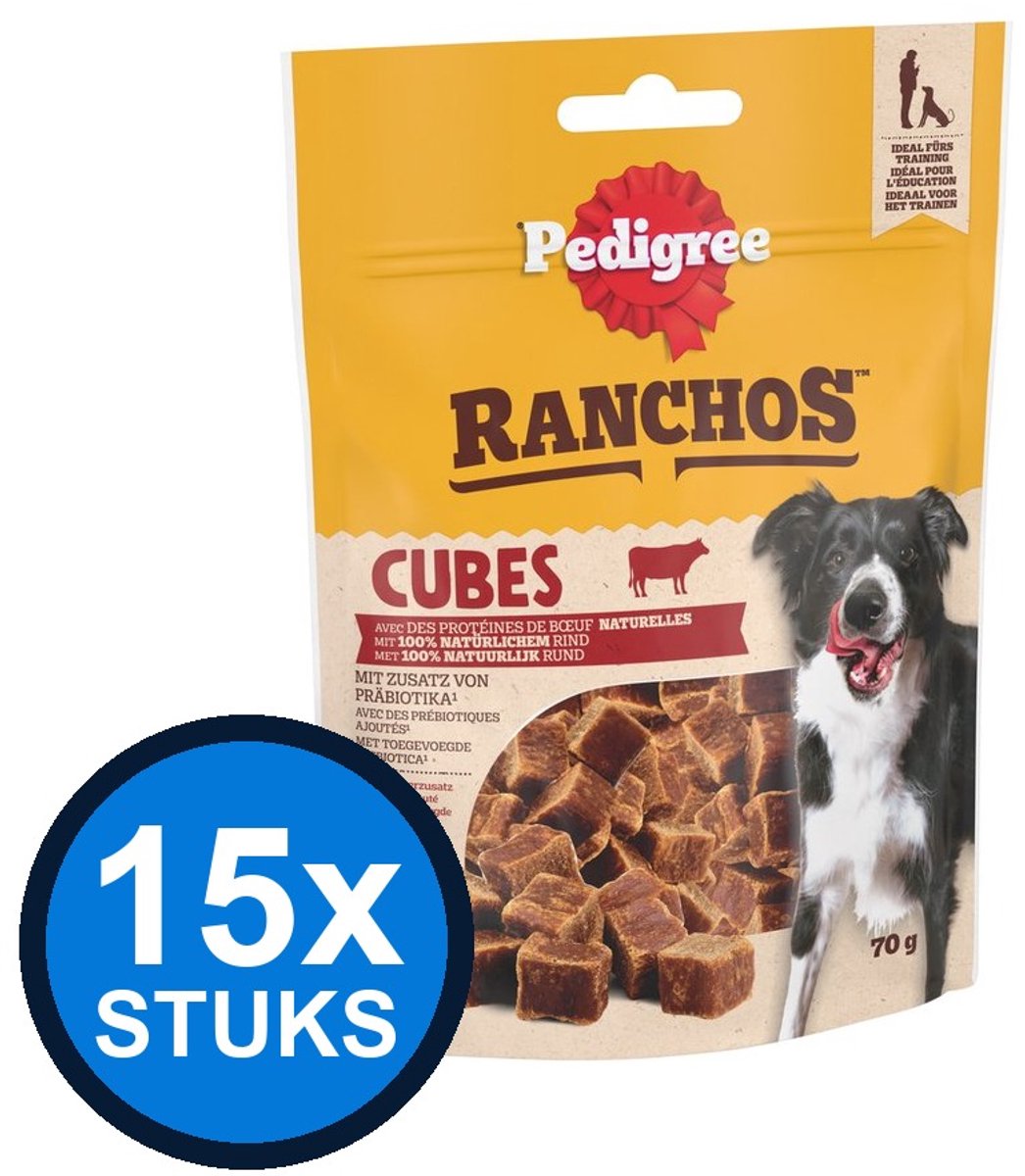 15x Pedigree - Ranchos Cubes Rund - Hondenvoer Snacks - 70 g