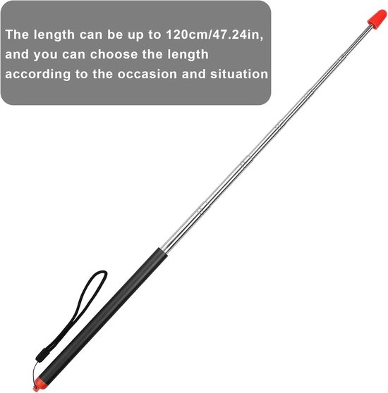 Telescopische Lerarenwijzer - Uitschuifbare Aanwijsstok - Presentaties Verbeteren - Roestvrij Staal PVC - 120cm Uitrekbaar - Zwart — afbeelding 5