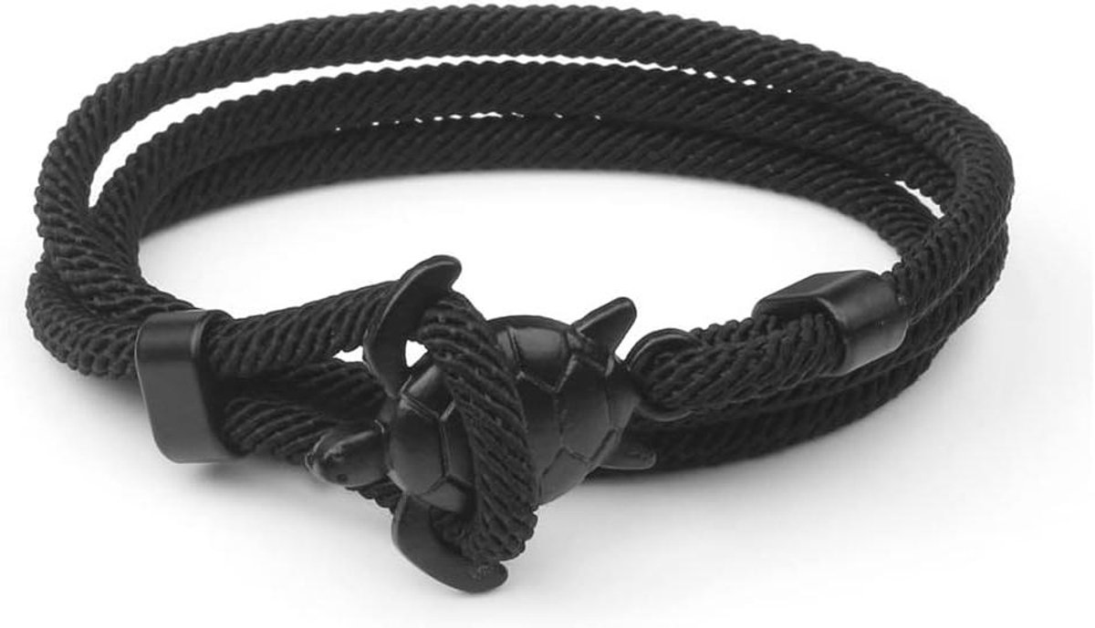 Anker Armband - Touwen Armband - Strand Visserij - Handgebreid Touw - 55cm - Zwart