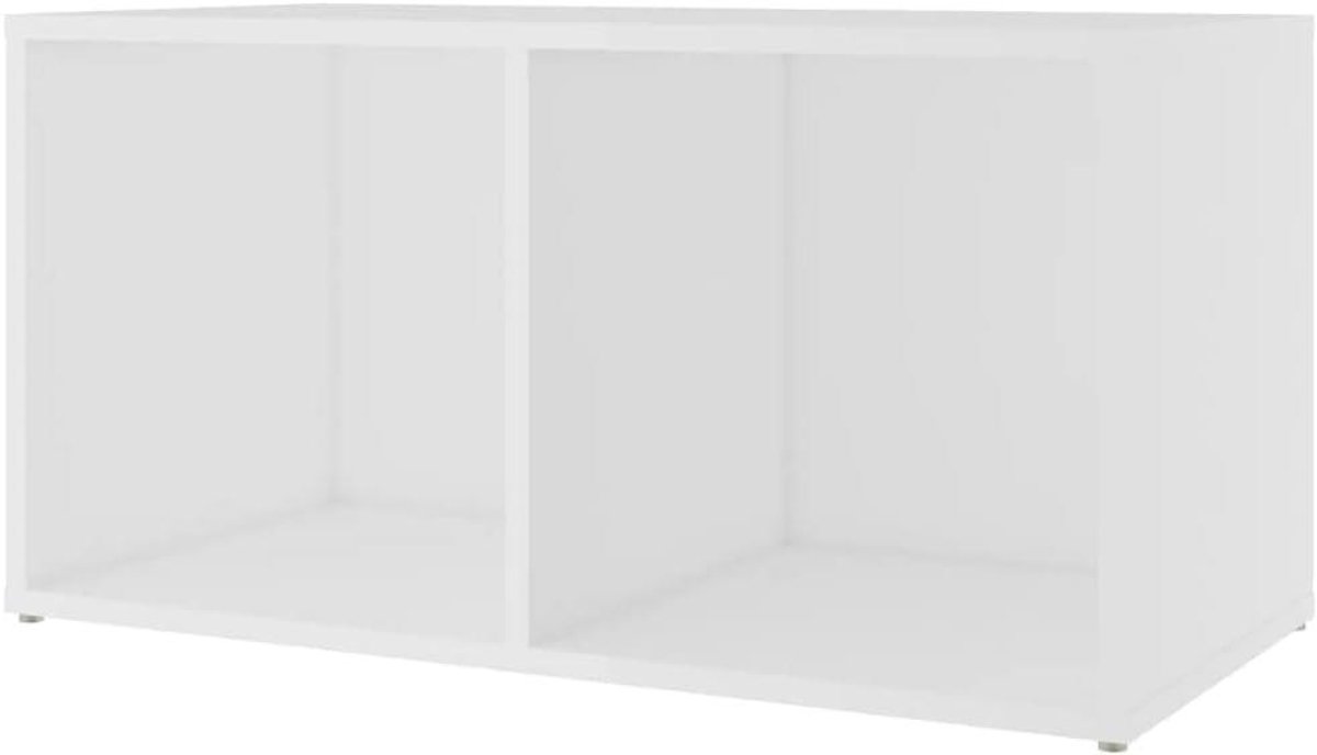 TV Meubel - Dressoir Kast - Media Opbergen - Carved Wood Design - 72x35x36.5 cm - Wit