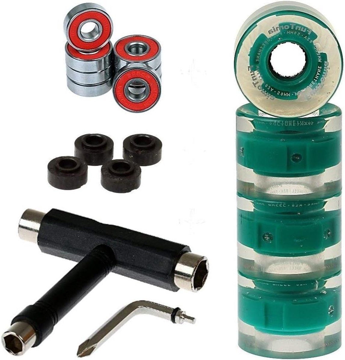 Skateboard Wielen Set Mini Board Wielen Freeriden Sliden LED Dynamo Aandrijving 59x45mm 82A Petrol