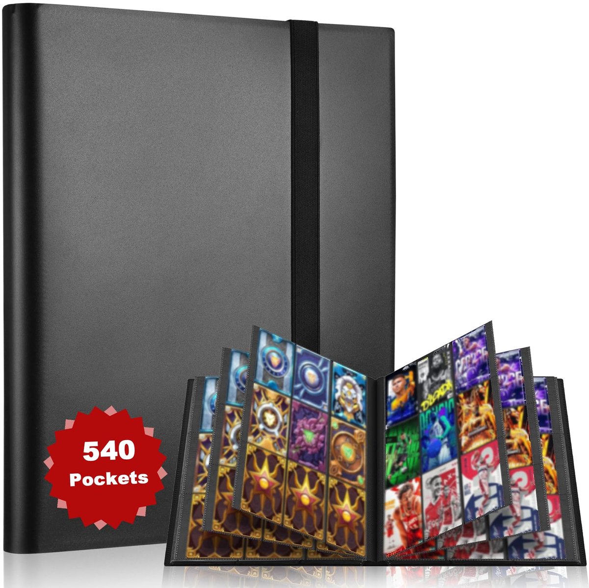 540 Pockets 30 Pagina's Verzamelalbum Kaarten, Transparant Waterdicht Verzamelalbum, Zwart Plakboek Met Elastiek, Kaartenmap Voor Verzamelaars En Kinderen Verjaardag
