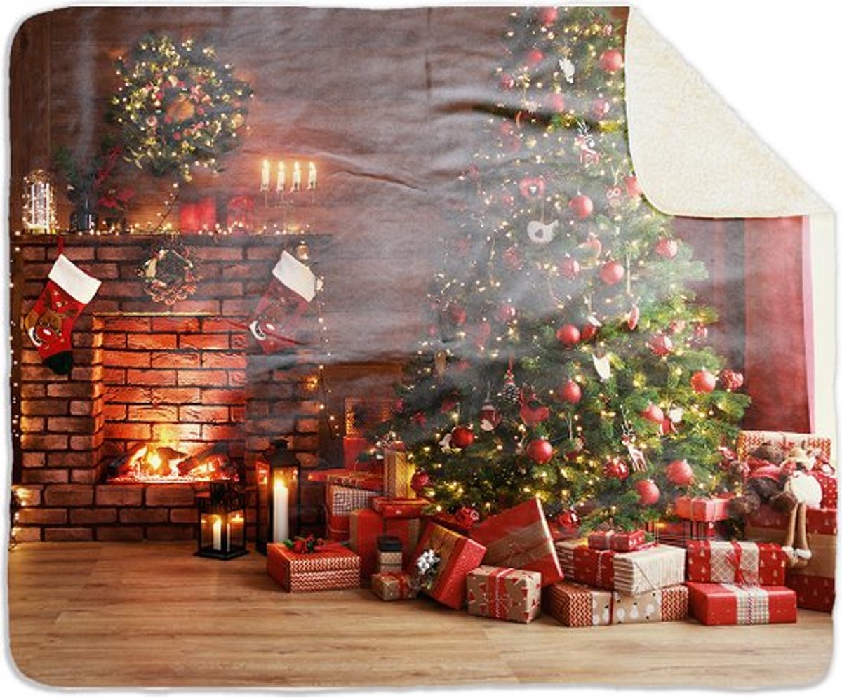 Fleecedeken Kerst, FD2023502, Plaid, 96x146cm, Polyester Sherpa