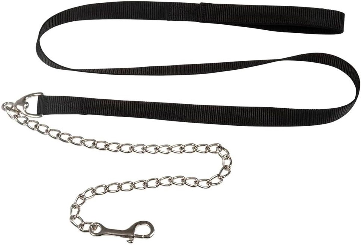 Leiband met Ketting - Paardenlijn Aanlijnlijn - Paard Begeleiden - Gevoerde Polsband - 200 cm - Zwart