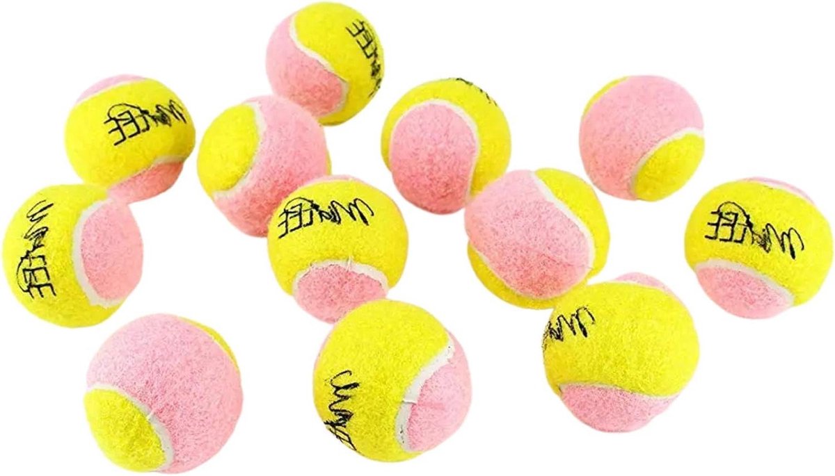 Hond Tennisballen - Mini Ballen Puppy - Apporteren Spelletjes - Zacht Vilt Veilig - 3.8 cm 12 stuks - Geel Roze