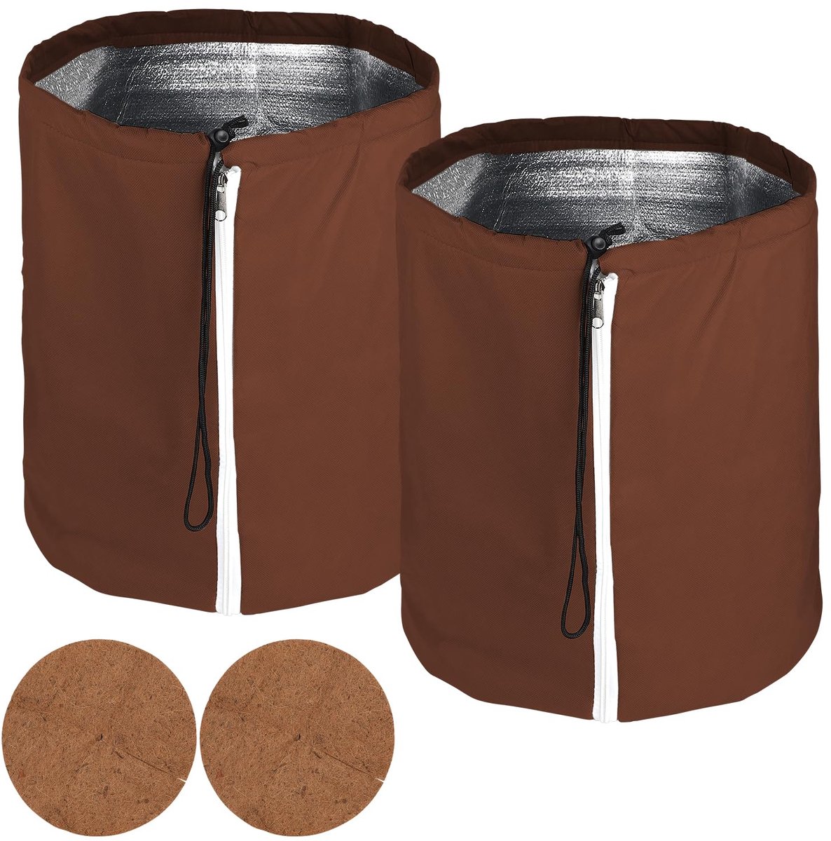 Plantenpot Beschermhoezen - Winterbescherming Potten - Bescherming Tegen Vorst - Dubbele Isolatie Laag - 70 x 65 cm - Bruin