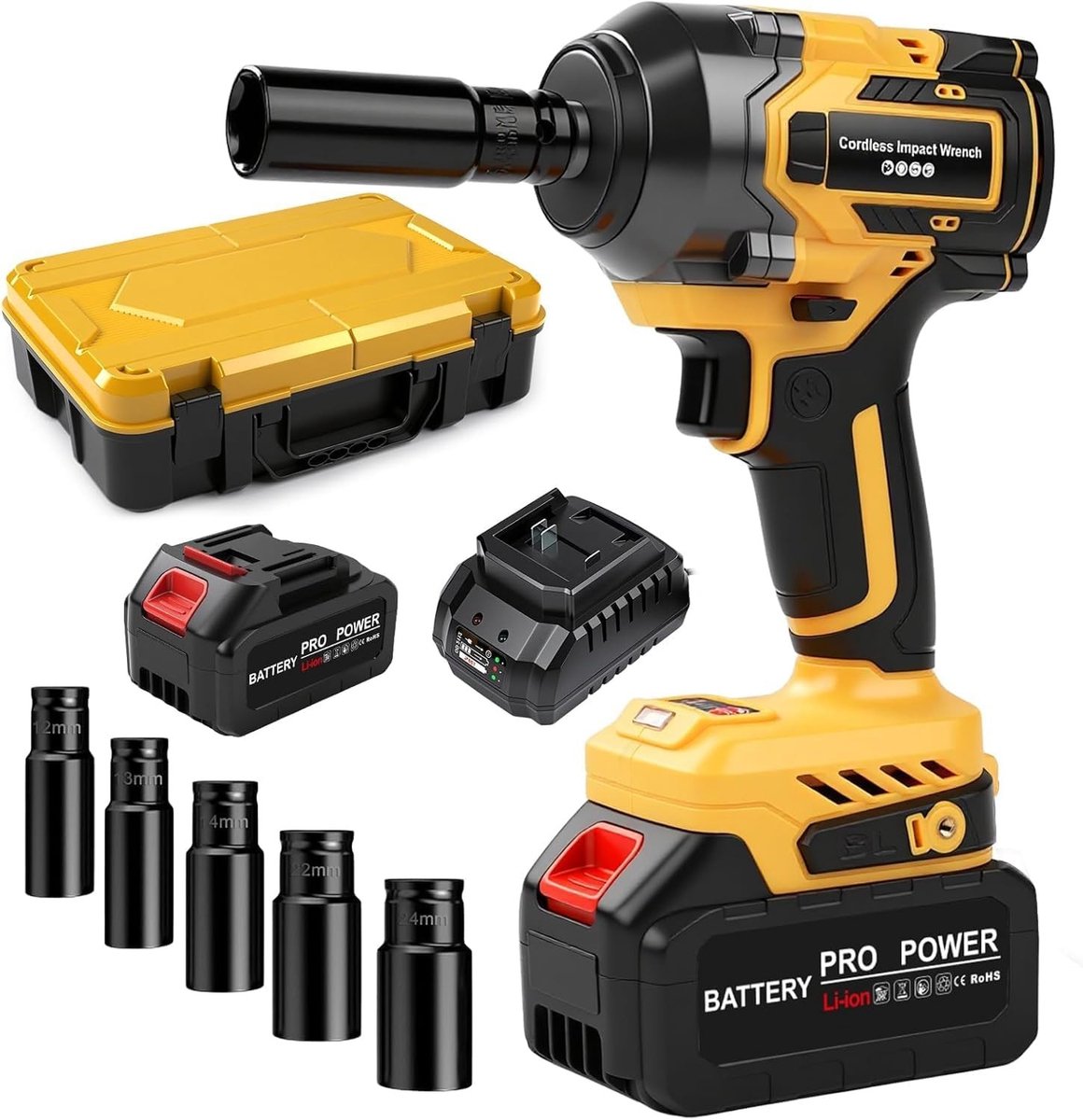 Draadloze Slagschroevendraaier 650 Nm, 21 V, Borstelloze Motor, Inclusief 2 Lithium Batterijen, 5-standen en LED Verlichting voor Precisiewerk