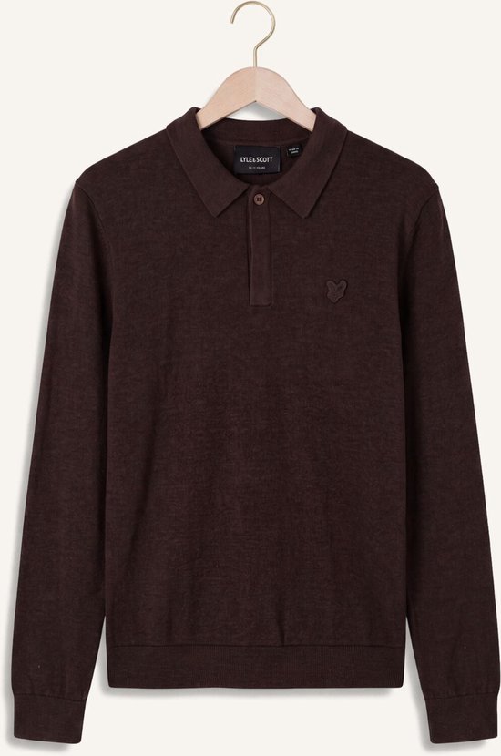 Lyle & Scott Ls Knitted Polo Shirt Truien & Vesten Jongens - Sweater - Hoodie - Vest- Bruin - Maat 164/170