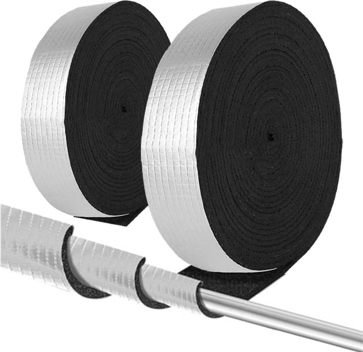 Isolatietape voor het wikkelen voor verwarmingsbuizen en ventilatiekanalen, warmte-isolatie, vorstbescherming, eenvoudig op maat te snijden (2 rollen)
