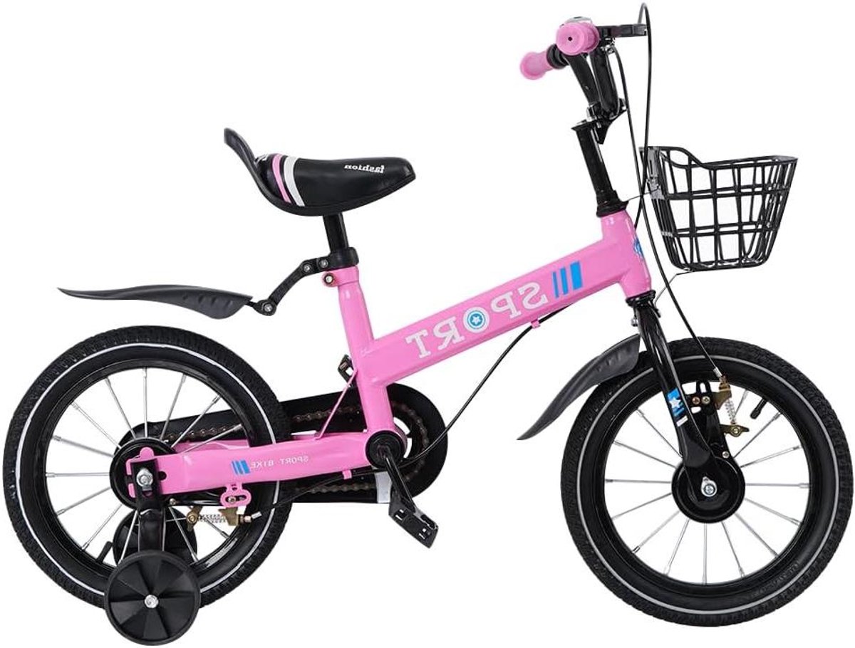 Kinderfiets - Meisjesfiets Jongensfiets - Leren Fietsen - Veilige Stabiliteit - 12 tot 18 inch - Roze