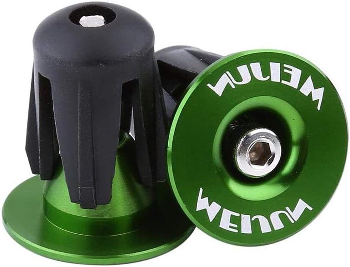 Fietsstuur Eindkappen - Handvat Doppen - Fiets Beschermen - Aluminium Legering - 2 Stuks - Groen