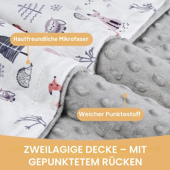 Knuffeldeken Baby 75x100cm, Zachte Katoenen Wikkeldeken Met Uil Voor Kinderwagen - Winterdeken — afbeelding 3