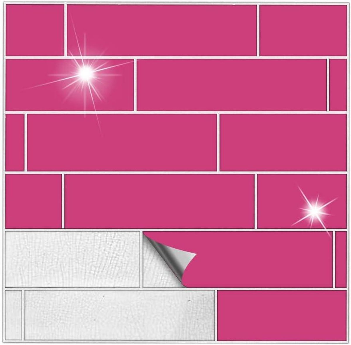 Tegelstickers - Plakfolie Wandtegels - Huis Opknappen - Glanzend Roze Design - 10 x 20 cm 