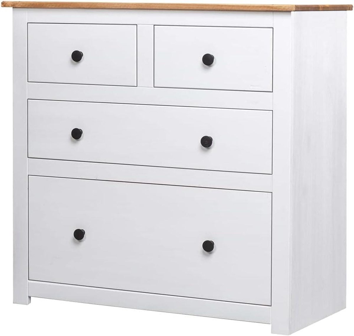 Houten Dressoir - Ladekast Sideboard - Opbergen Woonkamer - Massief Grenenhout - 80 x 40 x 83 cm - Wit