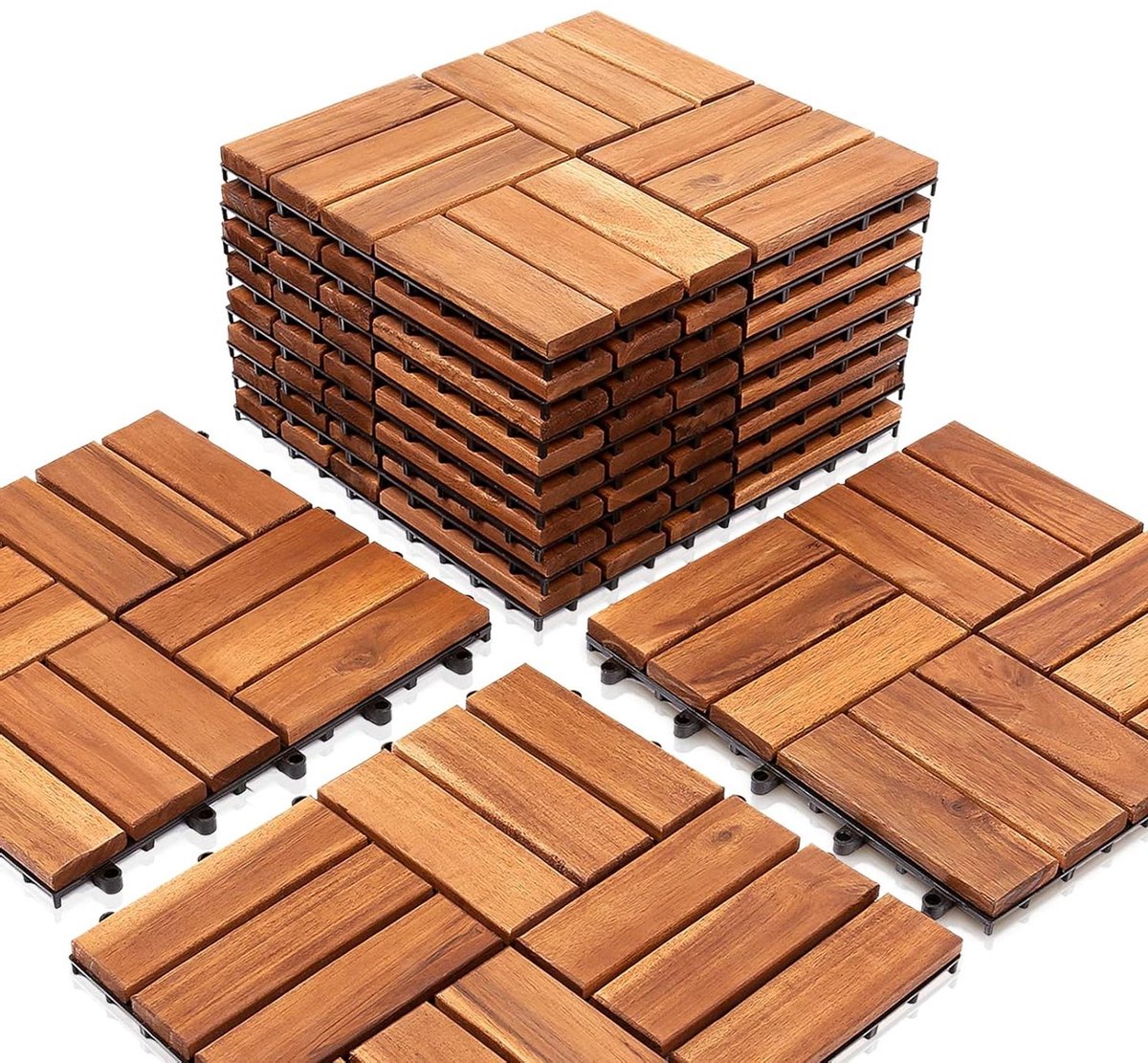 Houten Terrastegels - Balkontegels Tuintegels - Terras Aankleden - Acaciahout FSC Gecertificeerd - 33 stuks 3 m² - Bruin