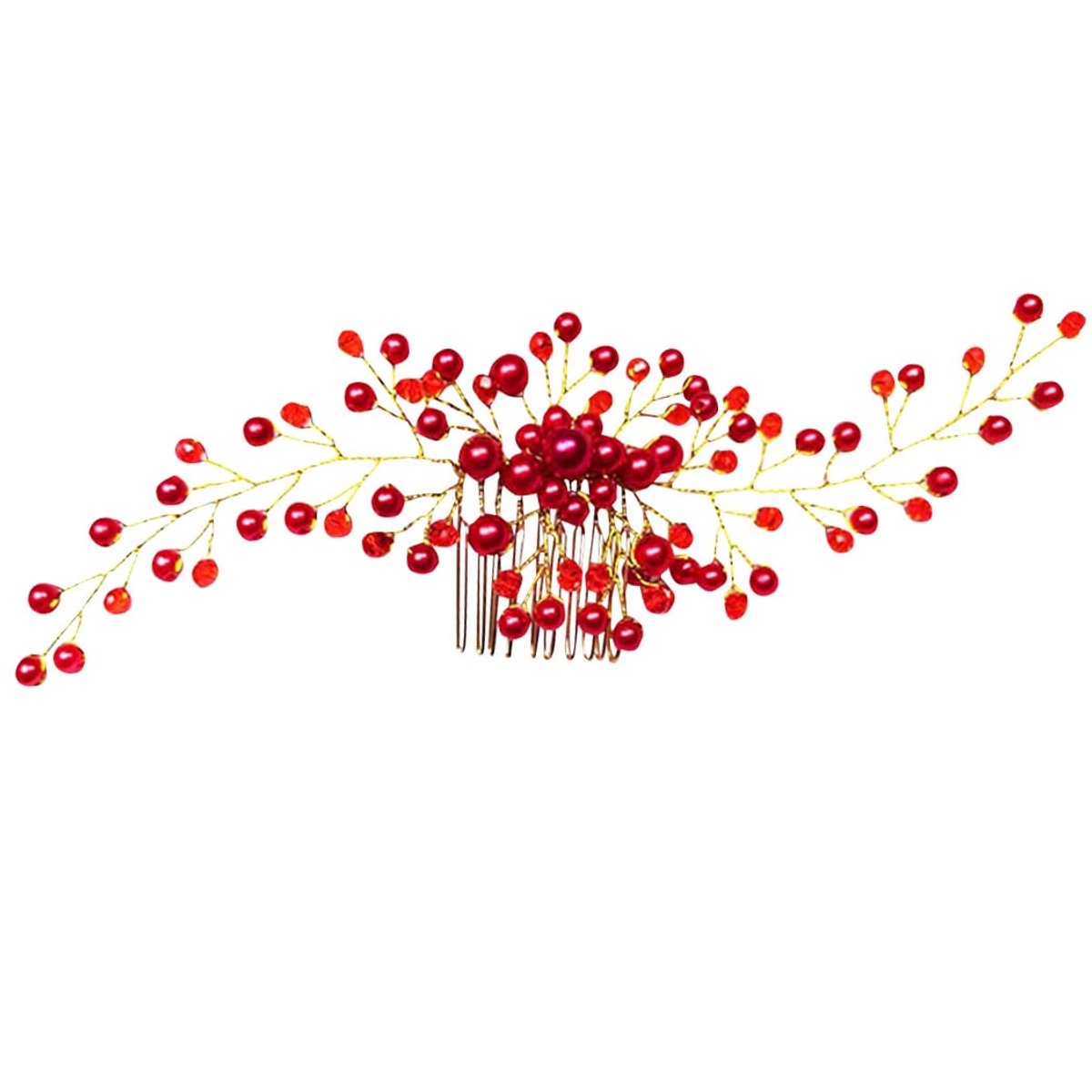 Haarkam, bruiloft sieraden kam met glas en kunstparel, decoratief haaraccessoire voor bruiden en bruidsmeisjes, 22 cm x 6,5 cm