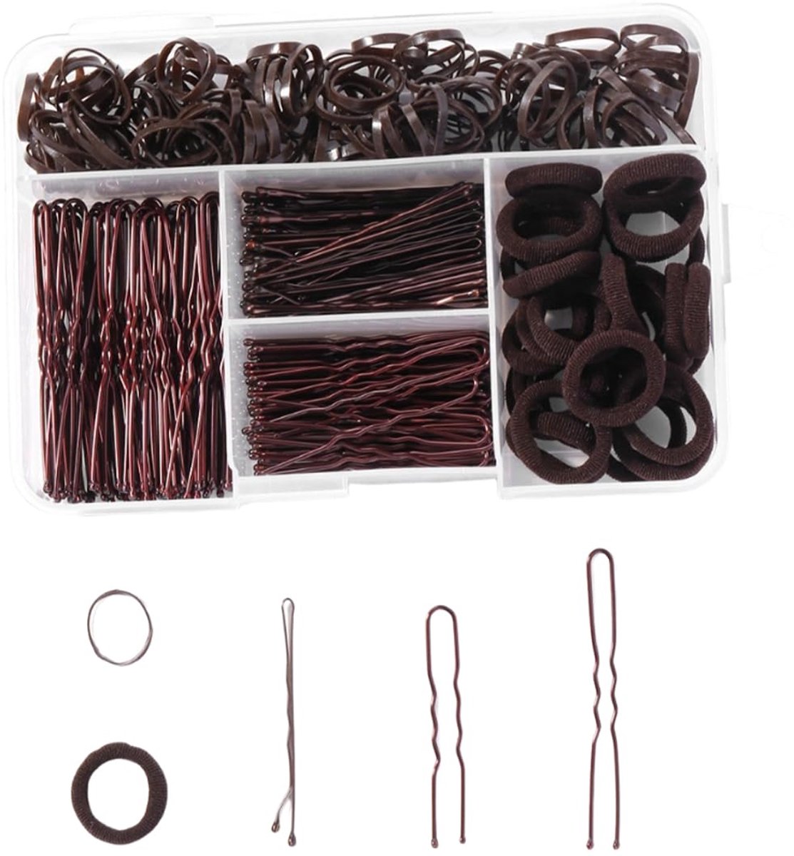 Haarspelden, 300 stuks, haarbanden met doos, voor knot, haarstyling-accessoires, onzichtbare haaraccessoires, geschikt voor kapsalons en thuisgebruik