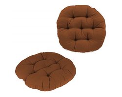 Ronde kussens, set van 2 | Zacht gevulde zitkussens | Antislip en comfortabel, voor eetkamerstoelen, kantoorstoelen en vloerkussens | Diameter ongeveer 40 cm | Lichtbruin, ronde vloerkussen/stoelkussen-Stijl 1