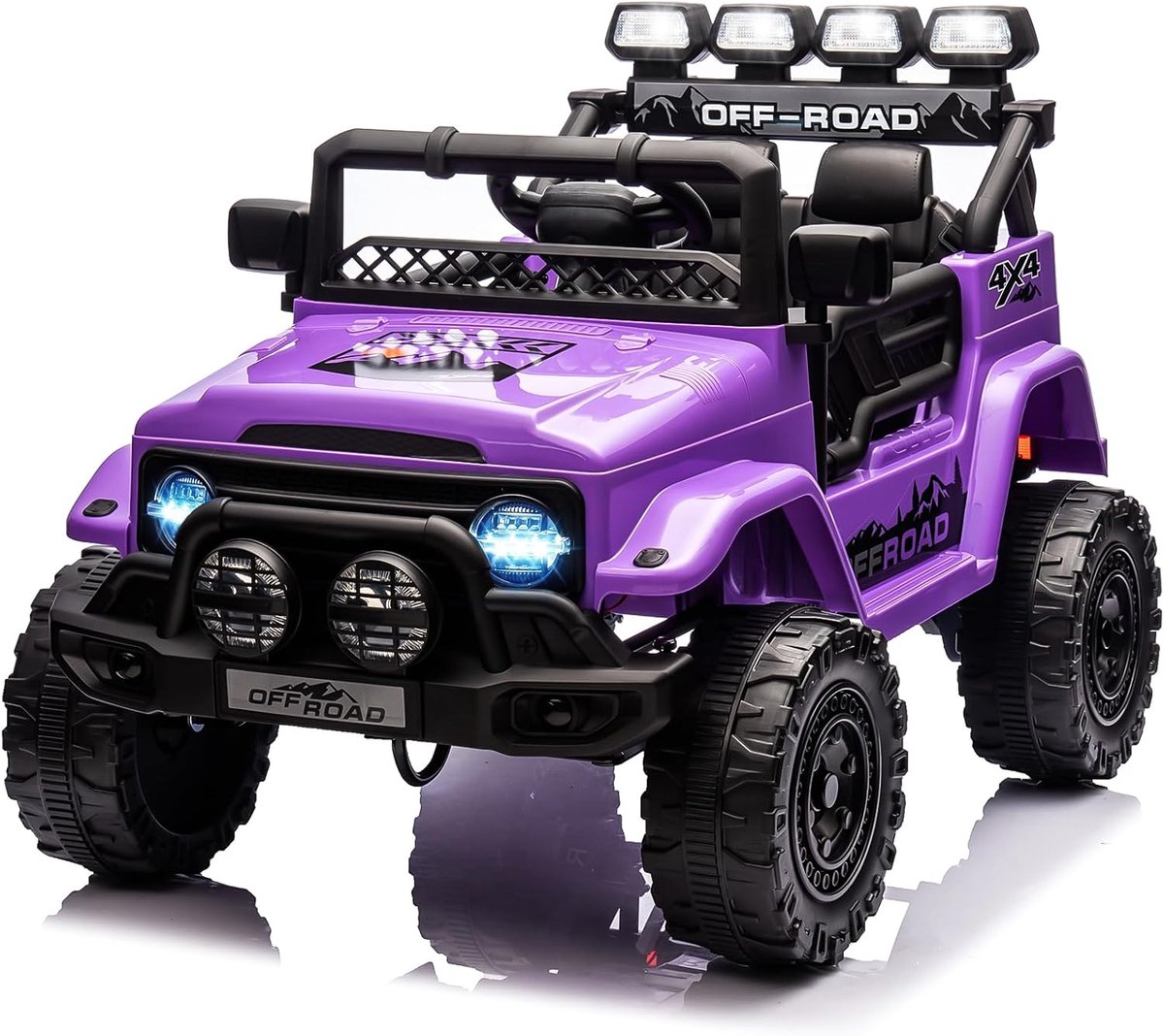 Triumpunpre - Elektrische kinderauto 12V met LED-verlichting, afstandsbediening voor ouders, 3 snelheden en claxon, vanaf 3 jaar, Paars