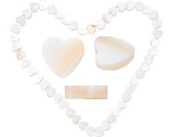 1 Doos 1 Strand Gepolijst Hart Natuurlijke Zoetwater Parelmoer Shell Kralen Witte Zee Conch Platte Spacer Charm Losse Kraal voor Sieraden Meking DIY Craft Kettingen Armbanden Oorbellen