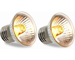 Verwarmingslamp voor terrarium, E27, dimbaar, 50 W, UVA UVB, verwarmde lamp, schildpad, AC 230 V, reptielenverwarming, voor schildpadden, slangen, hagedissen, amfibieën, aquarium, 2 stuks