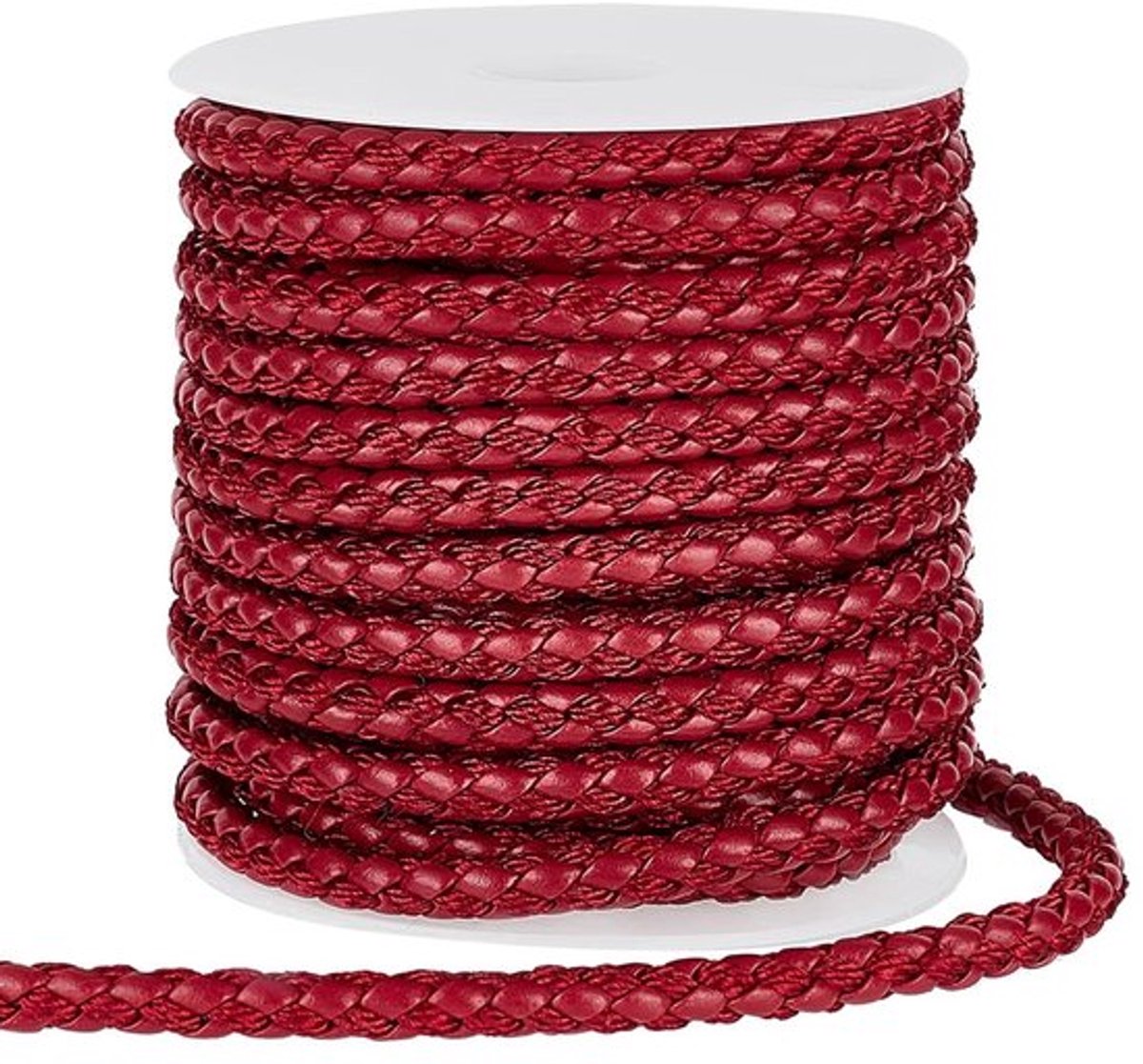 Store_7 - Rood lederen koord - 5,5 mm rond gevlochten - 10 meter voor
