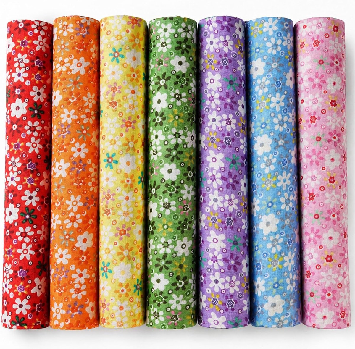 Stof, 50 x 50 cm, stof per meter, van 100% katoen, patchwork stoffenpakket, stofresten voor naaien, knutselen en quilten, verschillende designs, doe-het-zelf stoffen (7 stuks