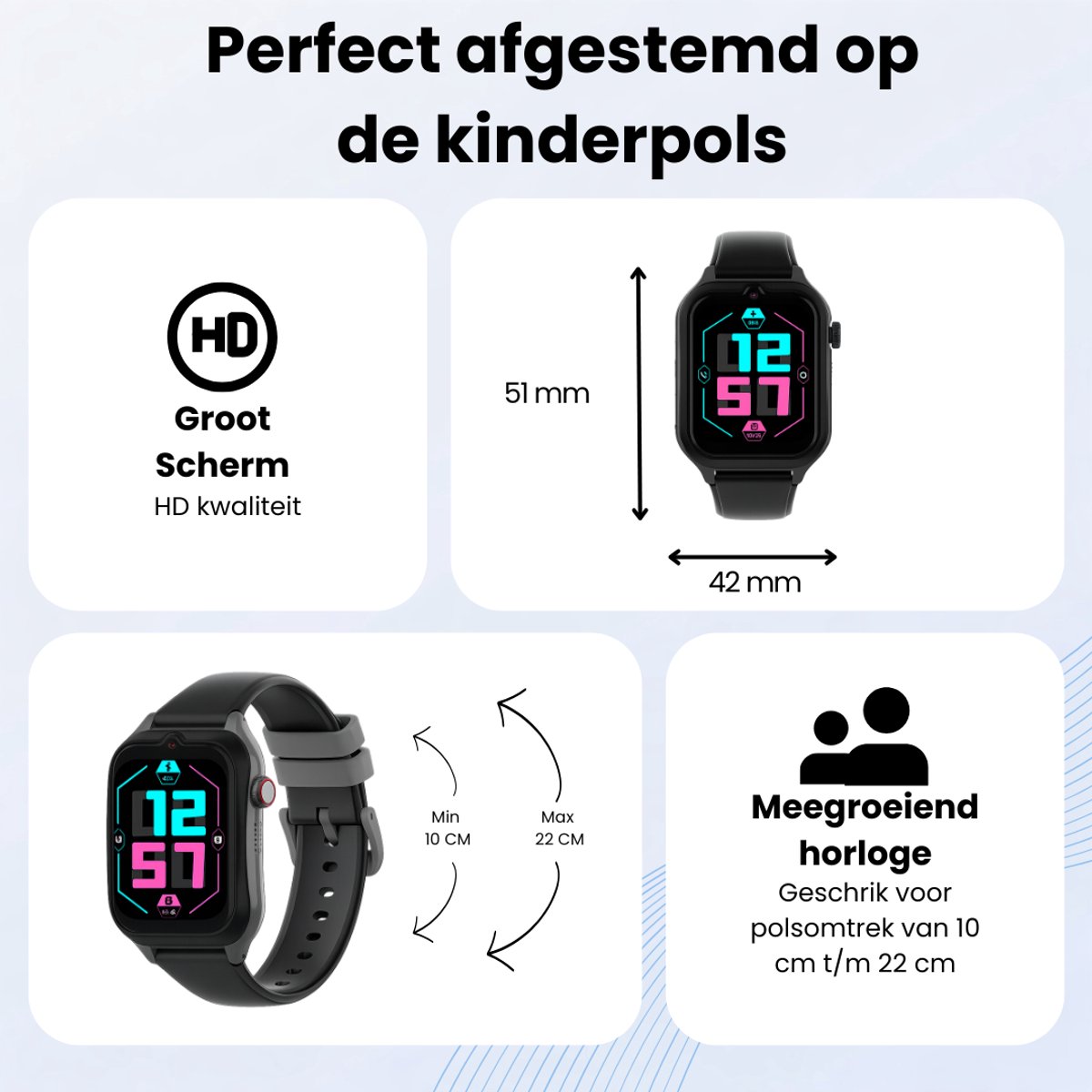 WB Goods Kinder Smartwatch - GPS Horloge Kind - Smartwatch Kinderen - Kinder GPS Tracker - 4G & SMS - Zwart - Met Nederlandse Taal thumbnail 5
