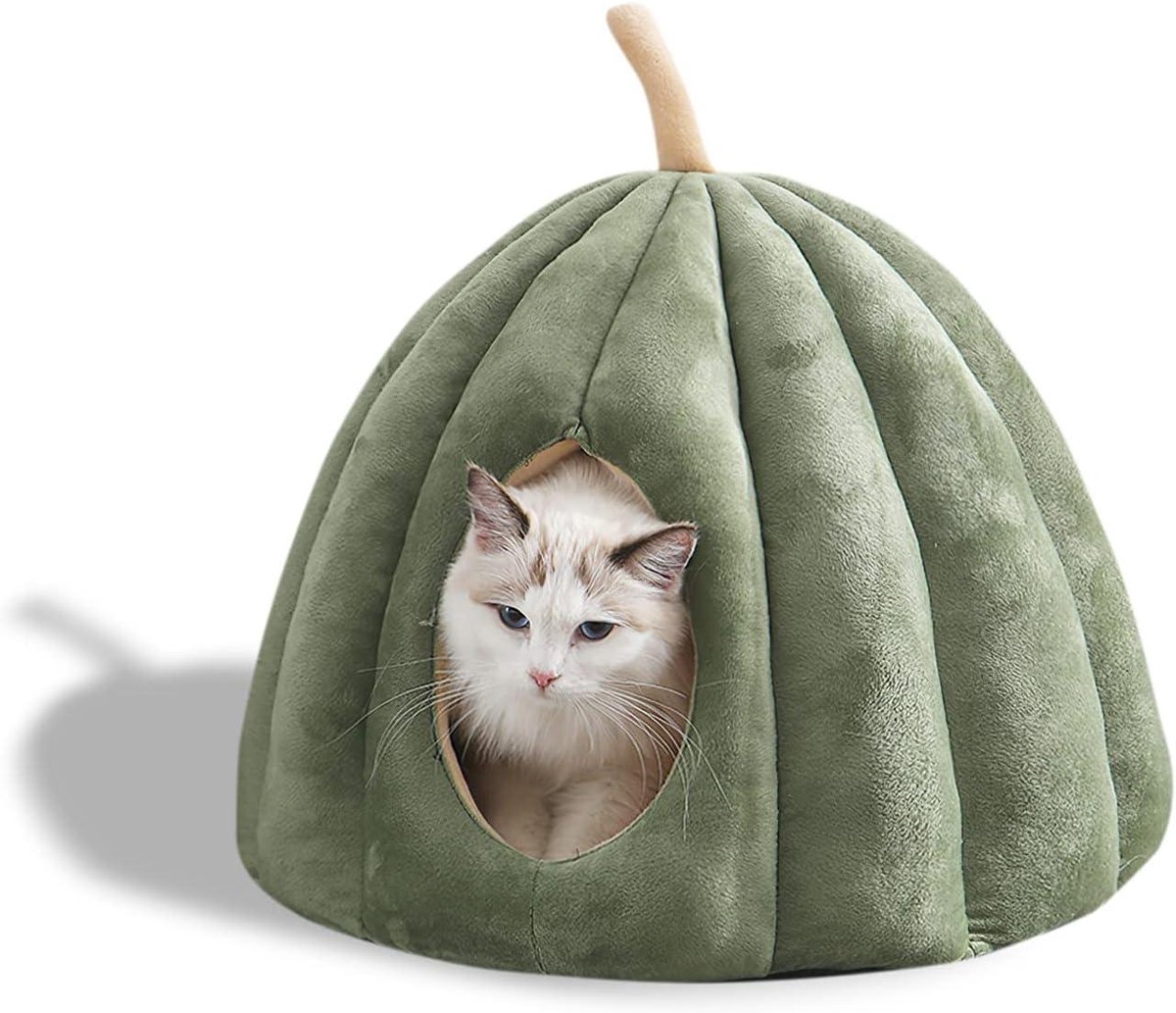 Huisdierennest - Kattenbed - Comfortabel slapen - Semi-gesloten ontwerp - 40 x 40 x 35 cm - Groen