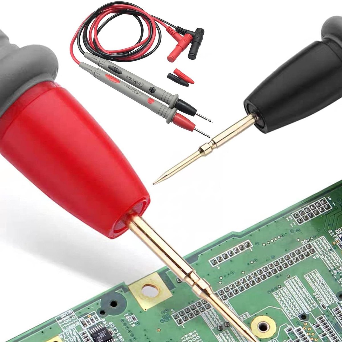Meetkabels Set - Testkabels Multimeter - Elektrische Metingen - Zachte Siliconen - 1 Meter - Rood/Zwart