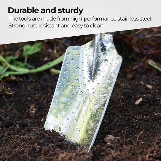 5-Delige Tuin Spullen Set - Handgereedschap met Houten Handgrepen voor Planten en Tuinieren van Merkloos	 — afbeelding 3
