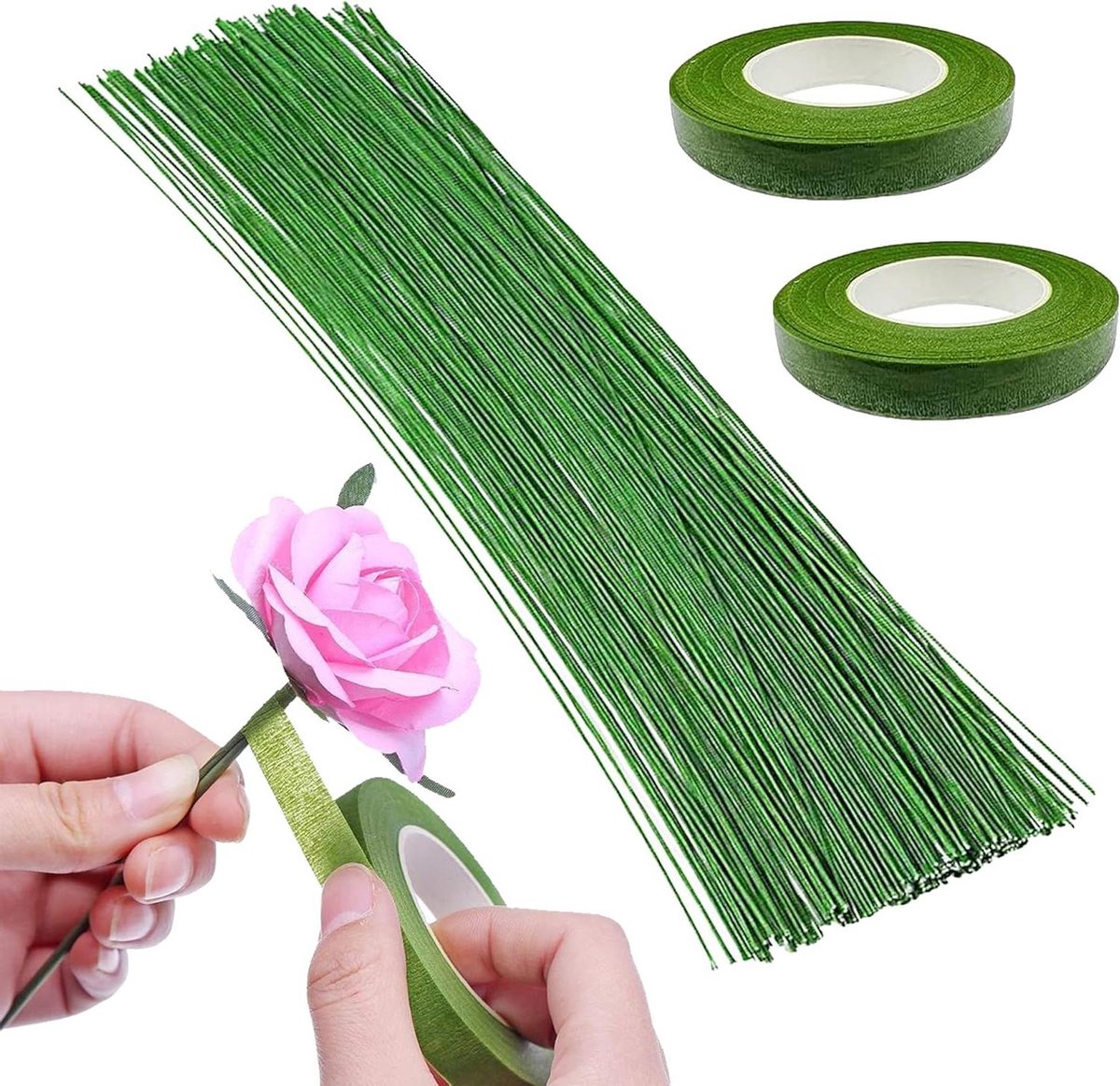 Bloemistentool Set - Bloemendraad Lint - Bloemen Schikken - Compleet Ambachtelijk Materiaal - 200 Stuks Draad - Groen