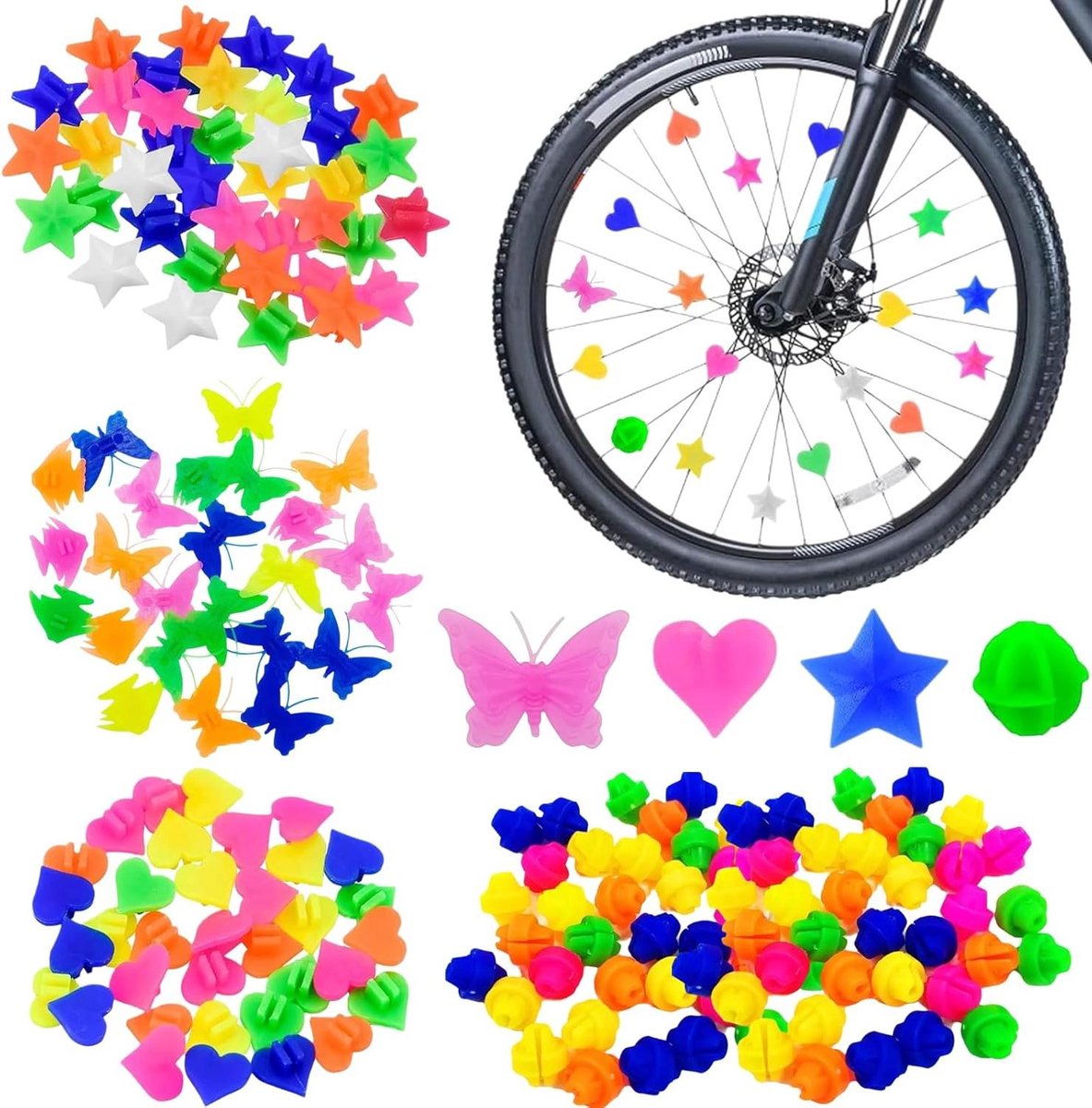 Spaakdecoraties Kinderfiets - Kleurenwiel Accessoires - Fiets Personaliseren - Vrolijke Kleurenmix - 120 Stuks - Multicolor