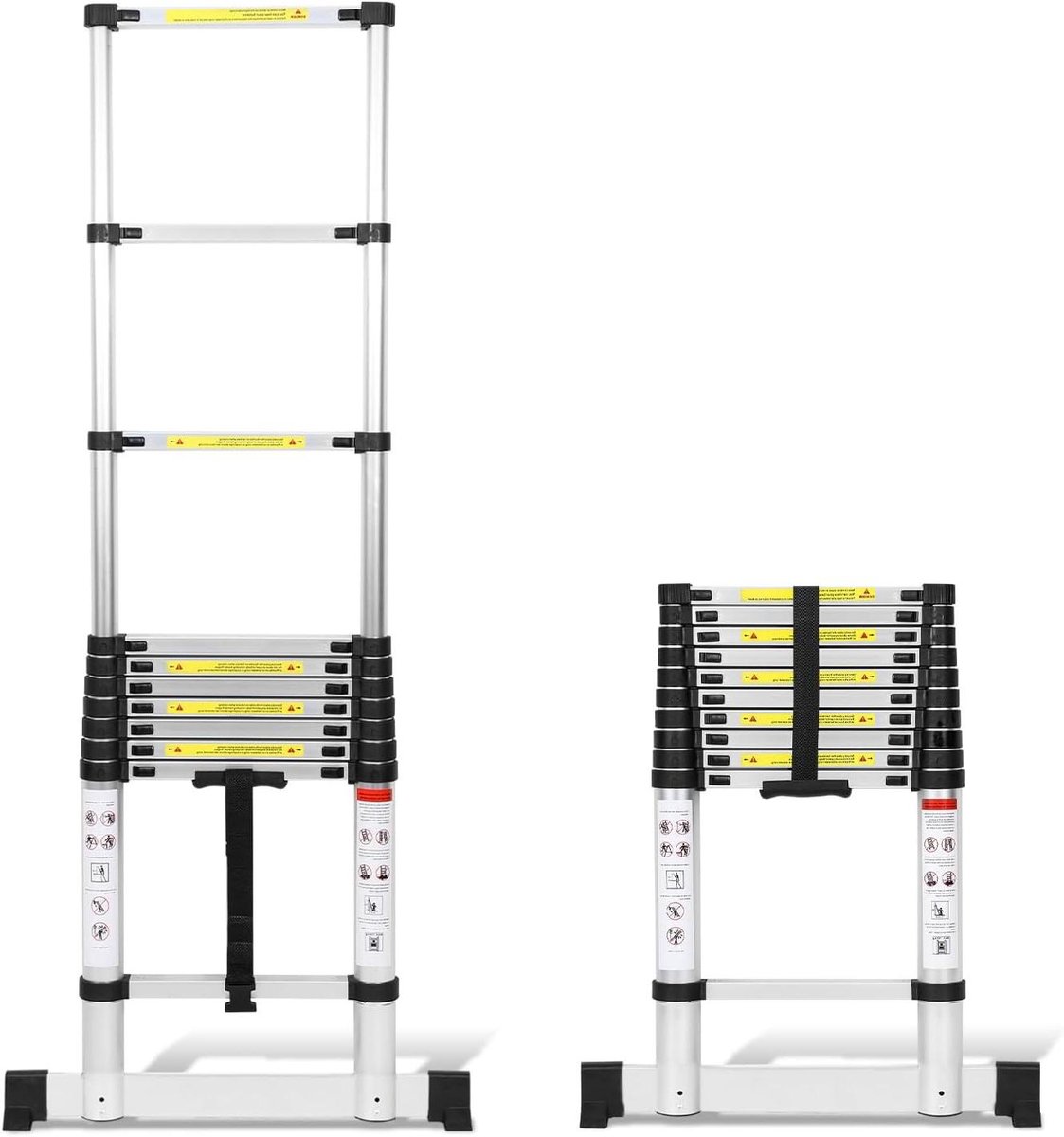 Telescopische Ladder - Uitschuifbare Ladder - Veilig Klussen - Lichtgewicht Aluminium - 3.2 Meter - Zilver