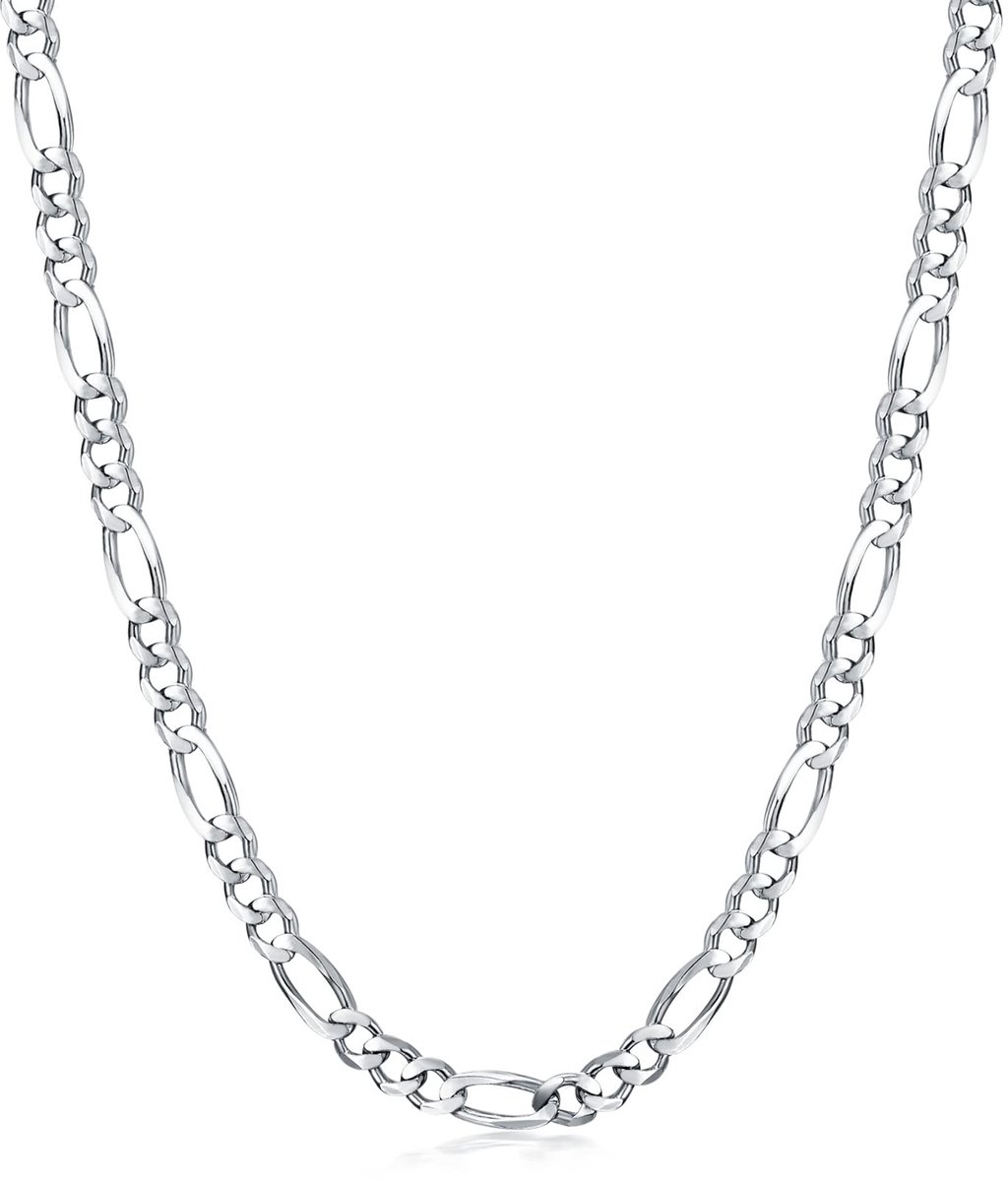 ketting van 925 sterling zilver, 3 mm, 4 mm, 5,5 mm diamantgeslepen figaro schakelketting, halsketting voor mannen en vrouwen