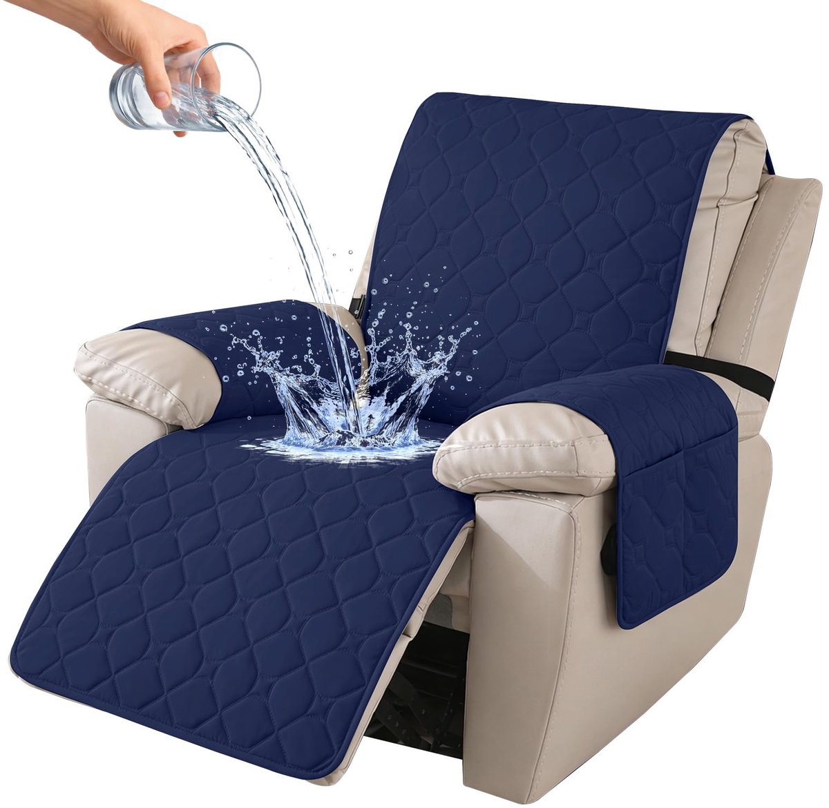 Hoes Voor Fauteuil, Relax Fauteuilbeschermer, Stoelbeschermer Voor Televisiestoel, Fauteuil Hoes Waterdicht, Bankhoes Voor Fauteuil, Hoes Voor Relaxstoel (1 Plaats, Marineblauw)