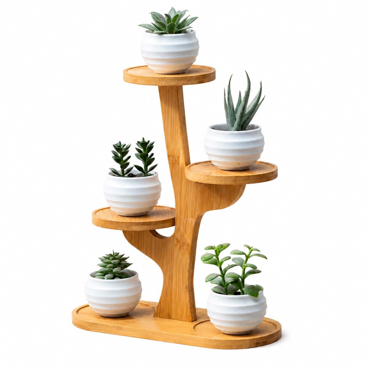 3 etages mini bamboe plantenstandaard voor binnen, vetplantenpot voor vetplanten, accessoires voor cactussen, plantenstandaard, hout, voor thuis, kantoor, vensterbank decoratie