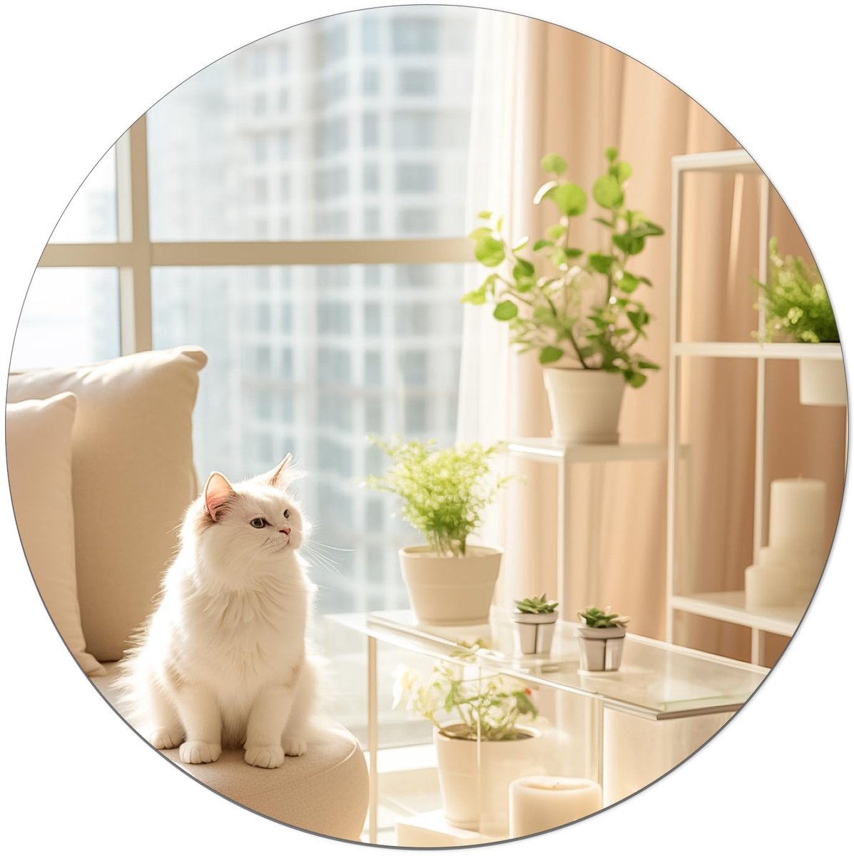 20cm Ronde Muurspiegel Zelfklevende Cirkel Glas Spiegels HD Stick op Spiegel Frameloze Decoratieve Spiegels voor Badkamer, Slaapkamer, Woonkamer, Deur etc