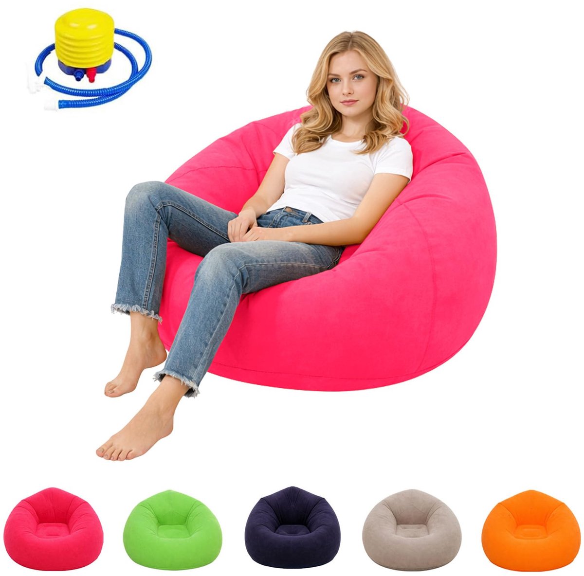 Zitzakstoel voor kinderen en volwassenen, alleen overtrek (geen vulling) voor sofa-knuffeldieren, vloerkussen, groot voor binnen en buiten, waterafstotend, onderhoudsvriendelijk