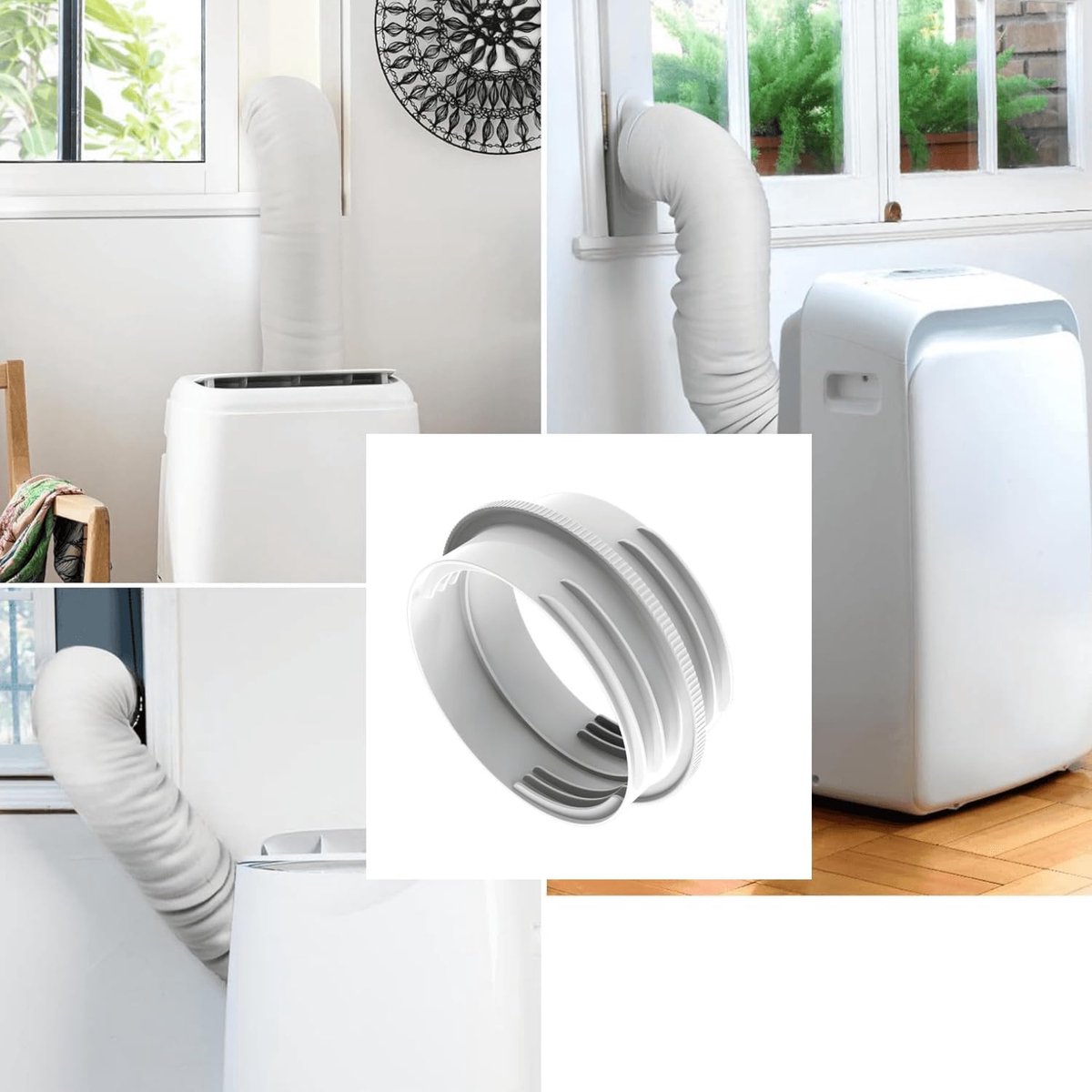 2-in-1 Koppelstuk voor Airco Afvoerslang 13-15cm | Universele Connector voor Mobiele Airco, Raam, Afzuigkap & PVC-Buis | Slangverlenging & Aansluiting | Eenvoudig te Installeren | Wit – foto 2