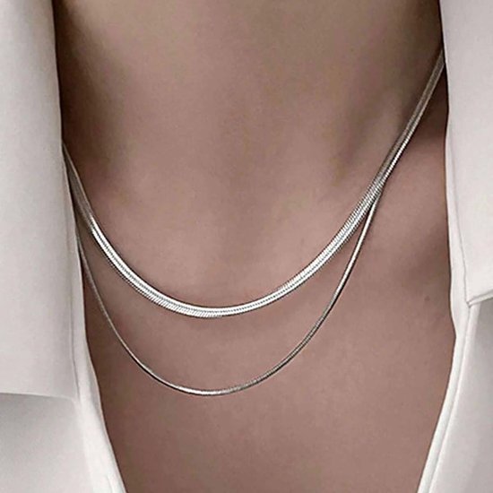 Slangenketting, zilveren halsketting voor dames, roestvrij staal, platte ketting, verstelbaar, dun en dik, humanoïde slangenketting, brede ketting, lange ketting — afbeelding 5