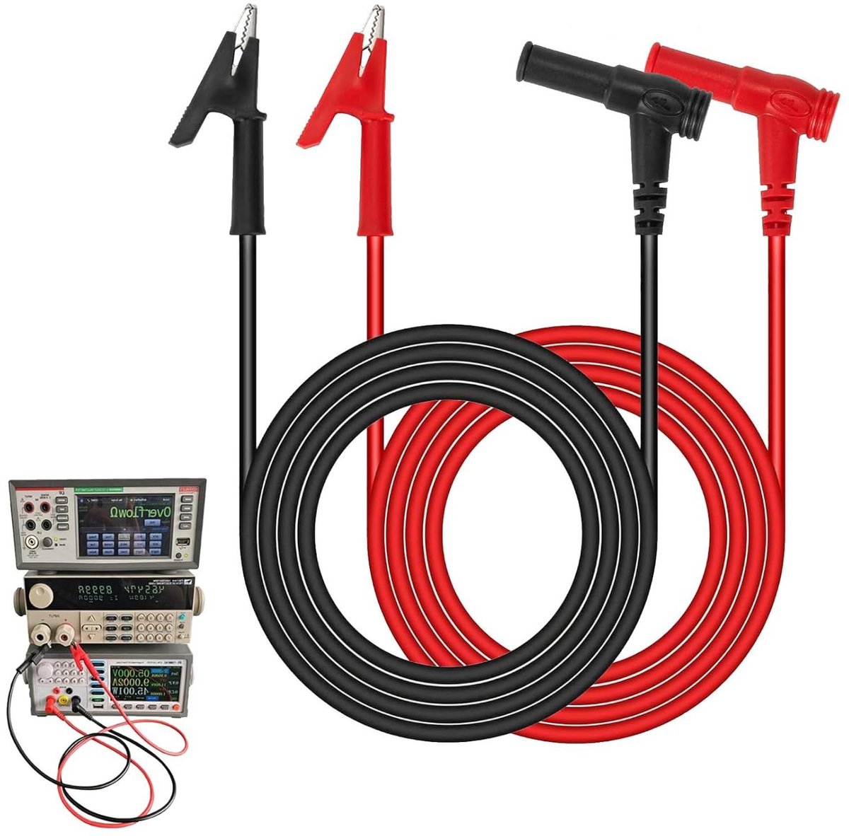 Krokodillenklemmen met Kabel - Testkabels Multimeter - Elektrische Tests - Zuivere Koperen Geleider - 1 meter - Rood Zwart