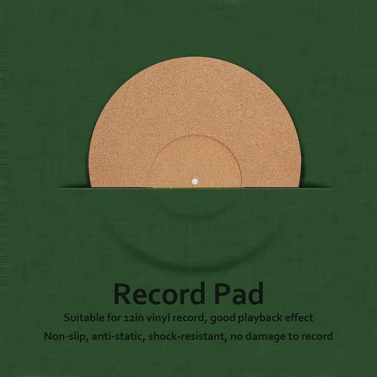 Platenmat - Slipmat Kurk - Platen Spelen - Anti Statisch - 30cm Diameter - Bruin — afbeelding 2