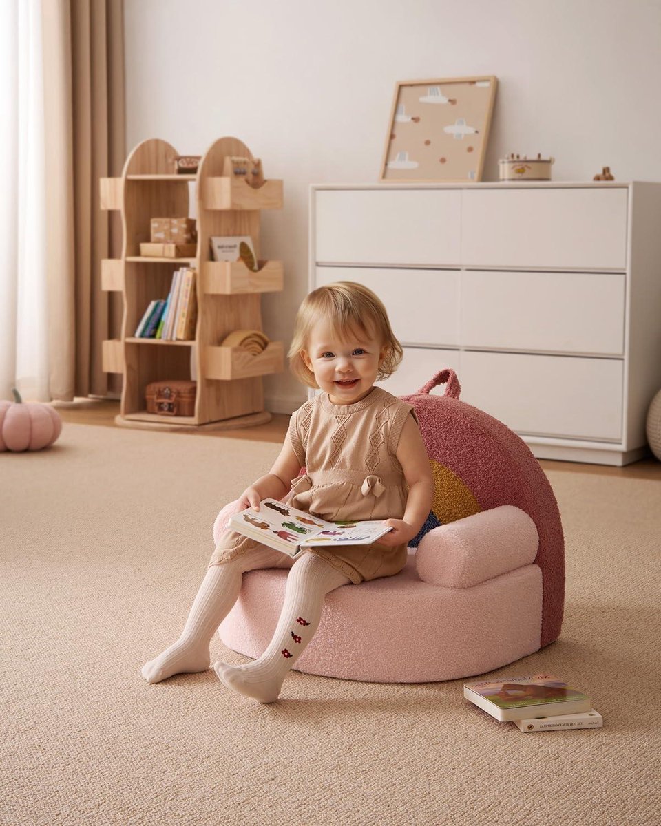 Kinderstoel Peuter - Leesstoel Kinderen - Ontspannen en Spelen - Zachte Teddy Pluche - 46 x 57 x 43 cm