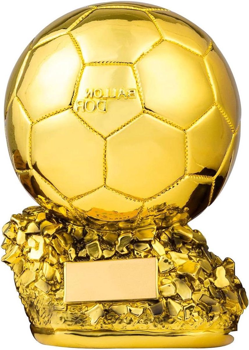 Voetbal Gouden Bal Trofee - Herdenkingstrofee Speler - Sport Memorabilia - Hars Gouden Afwerking - 15 cm - Goud