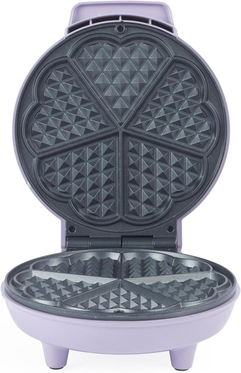 Hartvormige Wafelijzer - Wafelmaker Wafels - Romantisch Ontbijt - Instelbare Temperatuur - 18 cm - Paars